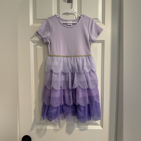 Hanna Andersson Other - Hanna Andersson 120 6-7 purple ombré tulle ruffle tiered dress silver waist
